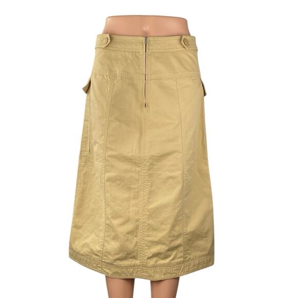 H&M Dresses & Skirts - H&M Women's Tan Khaki High Waisted Utility Canvas Zip A Line Midi Dress Size 6